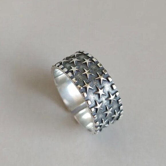 925 Sterling Stamped Adjustable Star Boho Ring #1308 - Picture 4 of 11